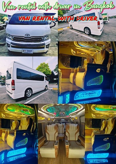Van rental Bangkok van wheels with driver VIP cabinet 8 seats, 10 seats, 13 seats Minibus 24 seats, 26 seats, 40 seats, available 24 hours, convenient, 100% safe, new, clean bus.